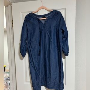 New Directions Navy Blue Tunic Dress with Tassel Tie Sz. Medium